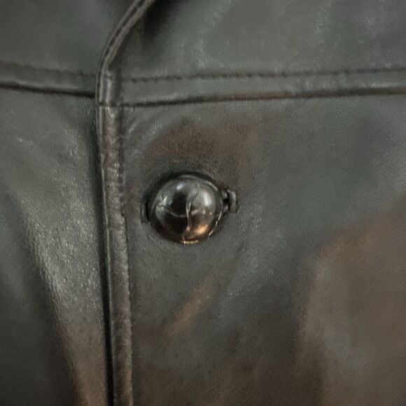 LA LEATHER California Leather Black Lined Coat Men's XL Button Vintage Jacket - Picture 9 of 16